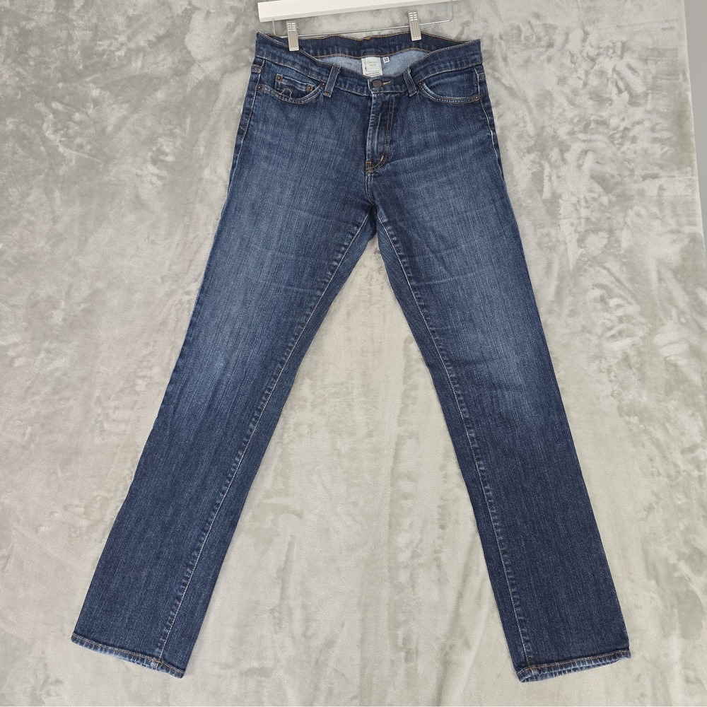 Garnet Hill Womens Straight Jeans 30 Blue Stretch Cotton Denim Pants Mid Rise